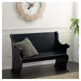 $386 BLACK STORAGE BENCH WITH SCROLLED ARMRESTS 36