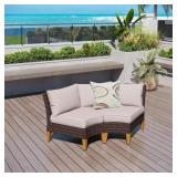 $374 DARK BROWN RATTAN WICKER OUTDOOR PATIO FAN-SH