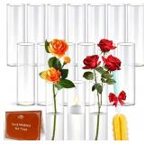 16PCS GLASS CYLINDER BUD VASES FOR CENTERPIECES,7.