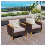 $418 DARK BROWN RATTAN WICKER OUTDOOR PATIO LOUNGE