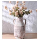 CERAMIC FLOWER VASE WITH HANDLES, 11 INCH TALL RUS
