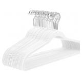MIZGI WHITE VELVET HANGERS 60 PACK,PREMIUM CHROME