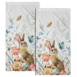 1 LOT OF 2-SPRING RABBIT HAND TOWELS SET OF 2 EAST