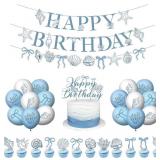 32PCS HAPPY BIRTHDAY BANNER,BLUE BALLOON BIRTHDAY