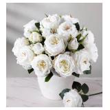 FLORISSO WHITE AUSTIN ROSE FAUX FLOWERS - 13 BRANC