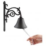 DECORATIVE IRON WALL MOUNTED BELL WITH ROPE PULL,