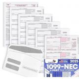 1 LOT OF 3-50 1099 NEC TAX FORMS 2025 WITH ENVELOP