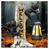 JSON GARDEN BEAR STATUE WITH SOLAR LED LANTERN, GI