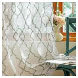 2 PANELS MOROCCAN GEO EMBROIDERED FARMHOUSE SEMI S