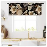 1 LOT OF 2-MIYOTAA BLACK FLOWER KITCHEN CURTAIN VA
