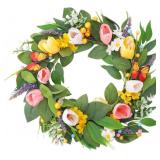 SPRING SUMMER WREATH TULIP DAISY FOR FRONT DOOR DE