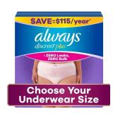 ALWAYS DISCREET PLUS UNDERWEAR FOR WOMEN, MAXIMUM