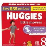 HUGGIES LITTLE MOVERS BABY DIAPERS, SIZE 8. 88PC