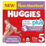 HUGGIES LITTLE MOVERS PLUS BABY DIAPERS, SIZE