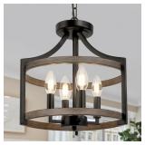 4-LIGHT FARMHOUSE CHANDELIER, RUSTIC METAL HANGING