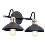 $160 KICHLER CLYDE 16.75-IN 2-LIGHT BLACK INDUSTRI