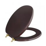 $124 DESIGNER WOOD ROUND CLOSED FRONT TOILET SEAT