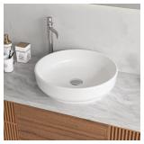 16 IN. CERAMIC ROUND VESSEL BATHROOM SINK IN WHITE
