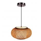 15.7 IN. 1-LIGHT VINTAGE BAMBOO RATTAN LANTERN PEN