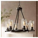 $550 HOLMAN 26 3/4" WIDE RUSTIC BRONZE 6-LIGHT RIN
