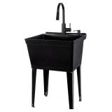 $200 BLACK UTILITY SINK WITH HIGH ARC BLACK FAUCET