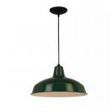 1-LIGHT HUNTER GREEN WAREHOUSE PENDANT WITH METAL