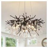 $247 MODERN 10-LIGHT BLACK ROUND TREE BRANCHES CRY
