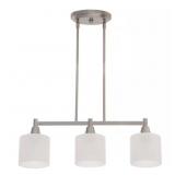 $129 ORON 3-LIGHT BRUSHED STEEL ISLAND LIGHT WITH