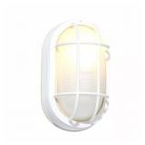 8.5 IN. WHITE OVAL 1-LIGHT OUTDOOR BULKHEAD LIGHT
