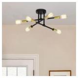 17.5 IN. 6-LIGHT BLACK SPUTNIK SEMI-FLUSH MOUNT CE