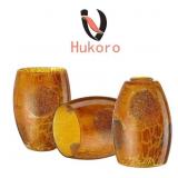 DING 7 IN. YELLOW STONE CRACKLE GLASS DRUM PENDANT
