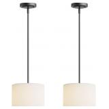 ELECTRO BP;9" DIA WHITE LINEN DRUM SHADE HANGING P