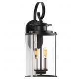 SQUIRE COLLECTION 2-LIGHT MATTE BLACK CLEAR GLASS