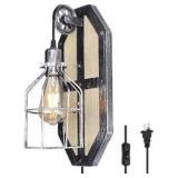 STEAMPUNK INDUSTRIAL PULLEY WALL SCONCE PLUG IN, S