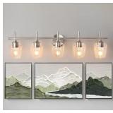 $110 FOUCASAL BATHROOM LIGHT FIXTURES 5-LIGHT BRUS
