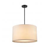 $116 2-LIGHT BLACK DRUM PENDANT WITH LINEN SHADE