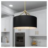 $190 QUOIZEL COVINGTON 3-LIGHT MATTE BLACK AND NOU