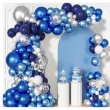 156PCS BLUE SILVER BALLOONS GARLAND ARCH KIT DIFFE