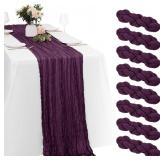8 PACK DARK PURPLE CHEESECLOTH TABLE RUNNERS 20X12