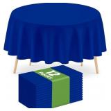 MULBOZY 12 PACK DARK BLUE ROUND TABLECLOTH, 84 INC