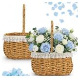 WRINGKIT FLOWER GIRL BASKET SET OF 2, WICKER RATTA