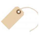 100 SMALL MANILA PAPER TAGS WITH STRING - #1, 2 3/