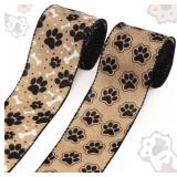 2 ROLL 2.5" PAW PRINT RIBBONS WIRE EDGE KHAKI DOG