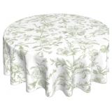 SAGE GREEN FLORAL TABLECLOTH ROUND 70X70 INCH LIGH