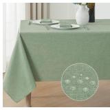 RECTANGLE TABLECLOTH WATERPROOF LINEN TEXTURED TAB