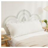 BOHO WHITE BODY PILLOWCASE 20X54IN - RUFFLED FRING