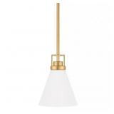 CLERMONT 1-LIGHT SATIN BRASS SHADED PENDANT LIGHT