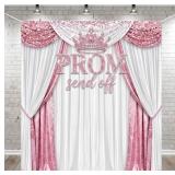 TINGJOO PROM SEND OFF 2026 BACKDROP WHITE AND PINK