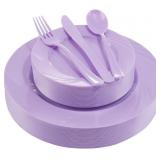 YOUBET 125PCS PURPLE PLASTIC PLATES FOR WEDDING BI