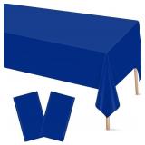 MULBOZY 2 PCS ROYAL BLUE PLASTIC TABLECLOTH FOR RE